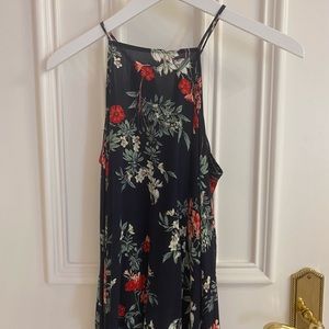 black floral pattern tank top